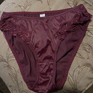 Victoria's Secret Deep Red Lace Accent Panties satin